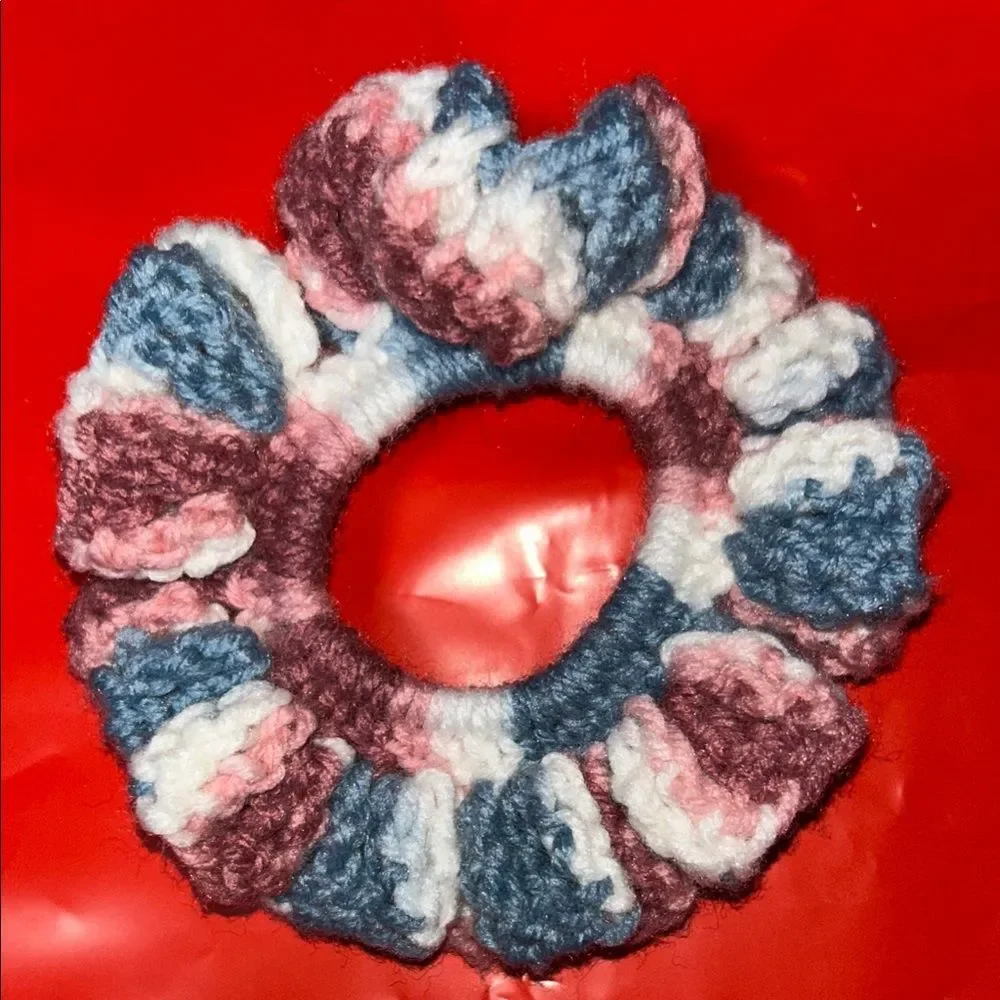 Colorful Knitted Hair Scrunchies Set Of 4